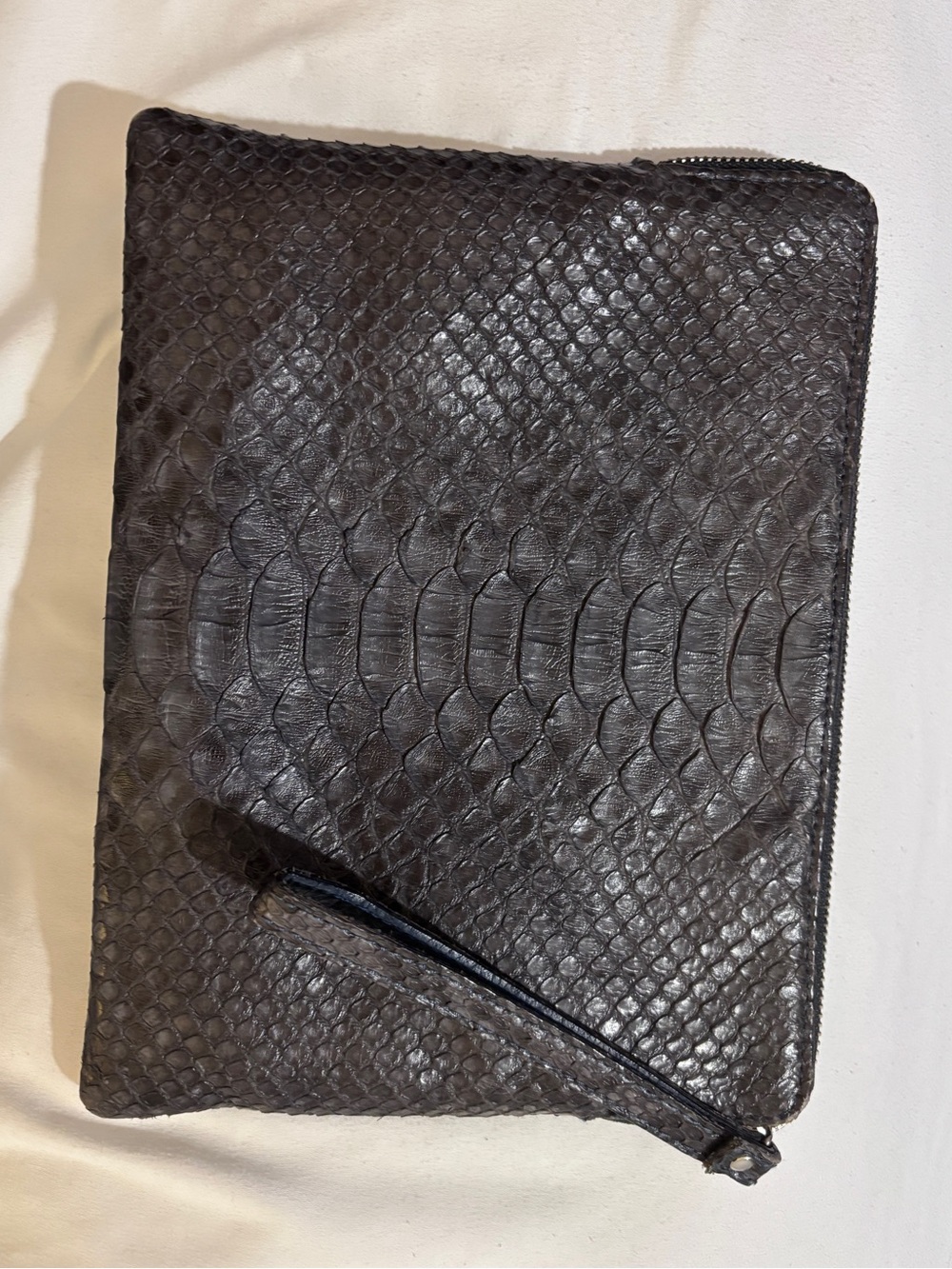 Women's Black Python-Texture Zip Wristlet Clutch - Brand Unspecified